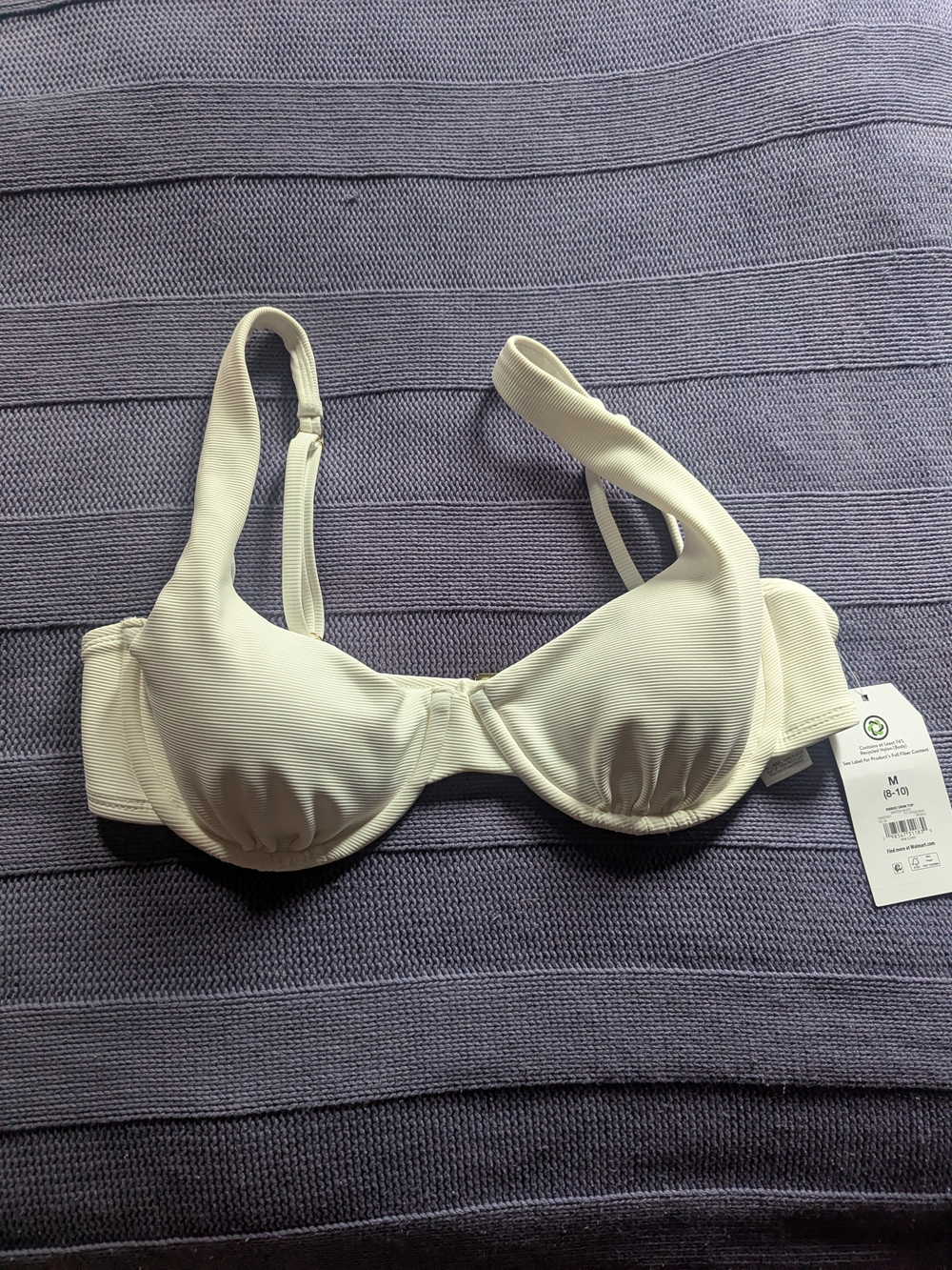 No Boundaries Cream Ribbed Underwire Bikini Top